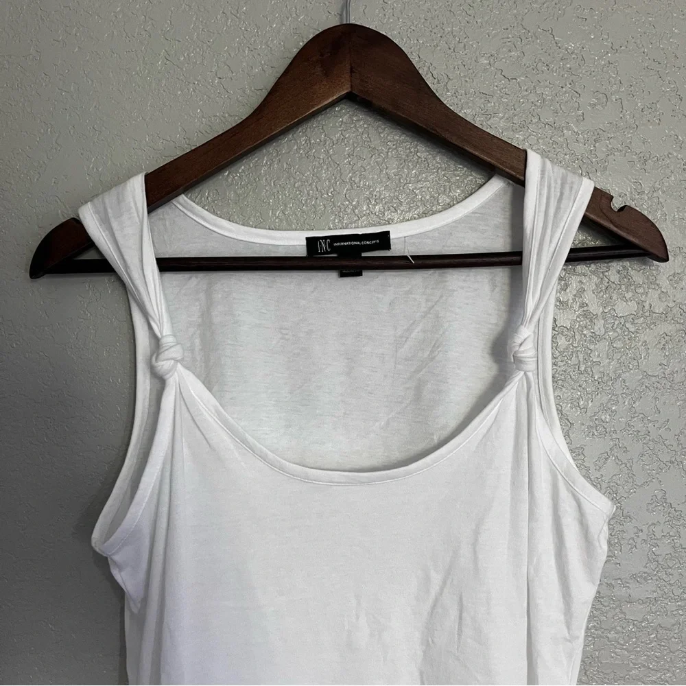 INC International Concepts Knotted Strap Tank Top Women’s Bright White Small